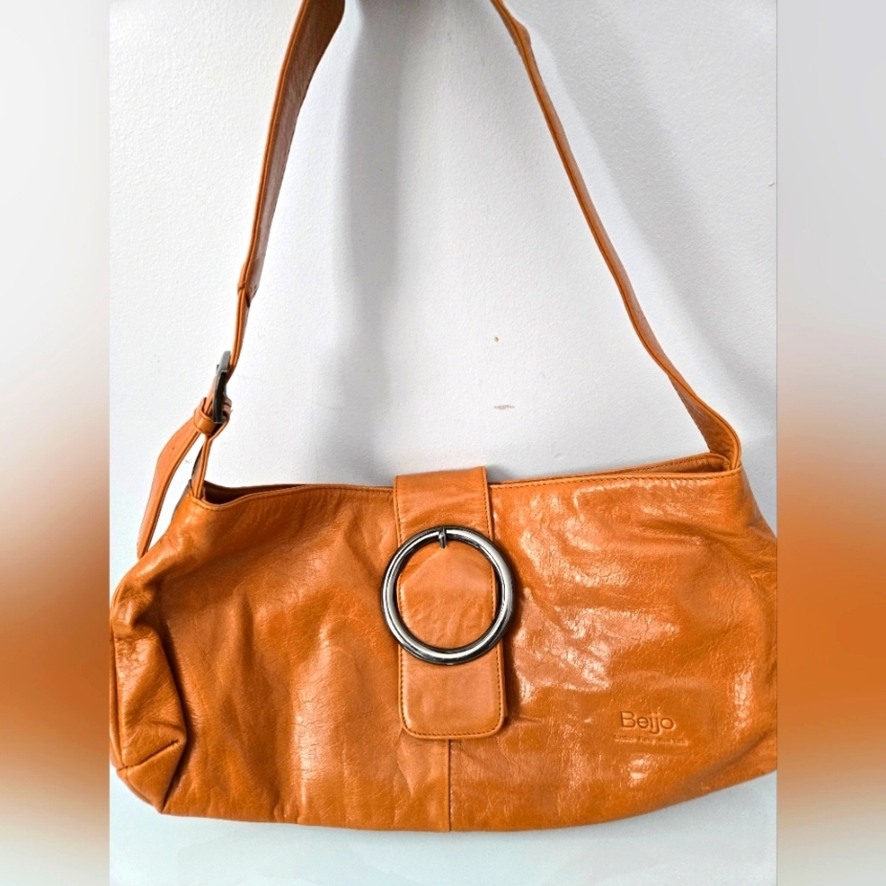 Beijo  Burnt Orange Shoulder Bag with Buckle